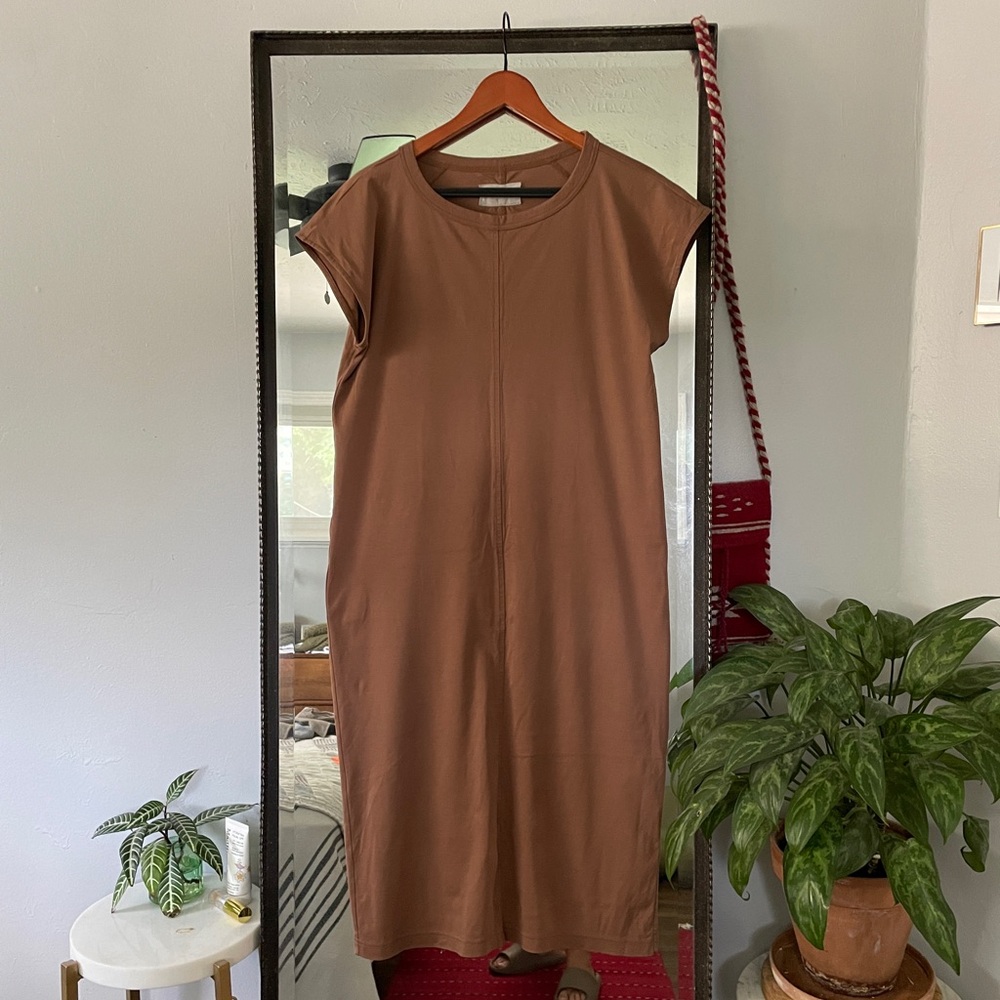 everlane luxe cotton side slit tshirt dress - Picture 2 of 4